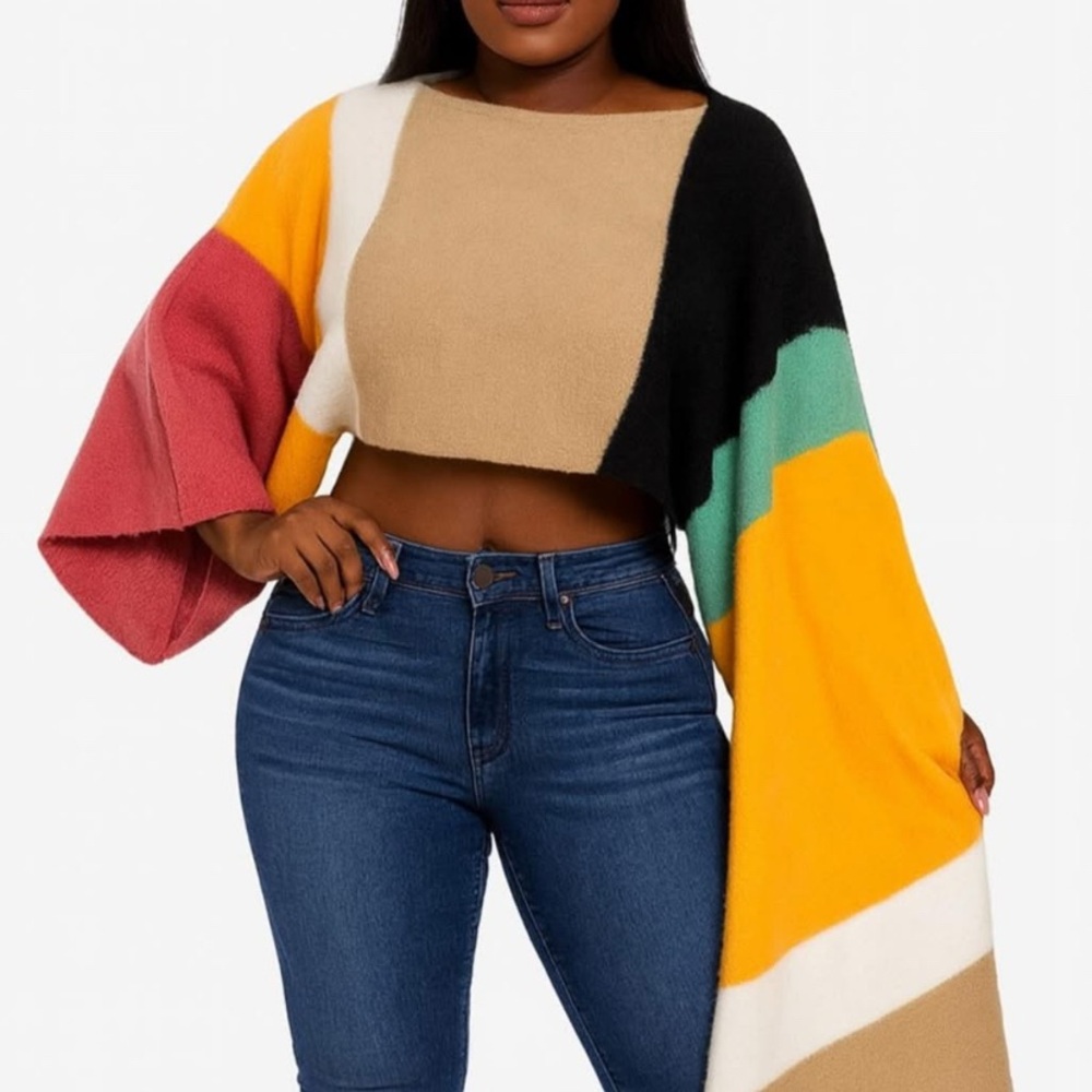 Color Block Cropped Sweater